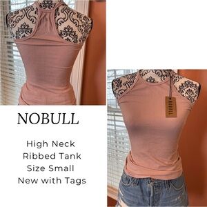 NOBULL High-Neck Ribbed Tank Top | Blush Pink | Size Small | NWT